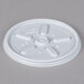 A Dart white plastic lid with a circular hole.