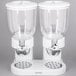Two white Zevro dry food dispensers with clear canisters.