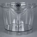 A clear plastic container with a clear handle for a Waring WFP16S2 batch bowl.