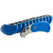 A Pacific Handy Cutter blue and silver pocket box cutter with a blue blade and handle.