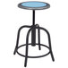 A National Public Seating lab stool with a blueberry steel seat.