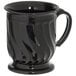 A black Dinex Turnbury insulated mug with a pedestal base and a handle.
