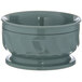 A close up of a Dinex Turnbury sage insulated bowl with a pedestal base.