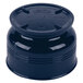 A black Cambro insulated bowl with a blue plastic lid on top.