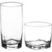 Two Acopa Cube Rocks glasses on a white surface.