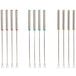 A set of Fox Run stainless steel fondue forks with color coded handles. Each fork has a different color on the handle.