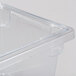 A clear Rubbermaid polycarbonate food storage box with a lid.