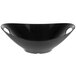 A black Tablecraft melamine serving bowl with handles.