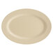 A sandstone oval platter with a round edge.