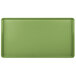 A lime green rectangular tray with a white border.