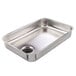 A silver rectangular stainless steel food pan.