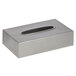 A brushed stainless steel flat tissue box cover with a pewter finish.