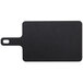A black rectangular Epicurean cutting board with a white handle.