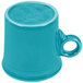 A turquoise Fiesta china mug with a handle.