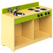 A wooden toy Whitney Brothers Let's Play toddler sink and stove on a counter.