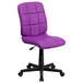 A Flash Furniture purple quilted vinyl office chair with black wheels.