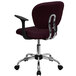 A Flash Furniture burgundy office chair with black mesh and chrome legs.