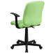 A Flash Furniture mid-back green vinyl office chair with black arms and wheels.