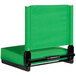 A Flash Furniture Grandstand bright green ultra-padded bleacher comfort seat with a black frame.