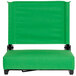 A Flash Furniture Grandstand bright green ultra-padded bleacher comfort seat with a black backrest.