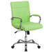 A Flash Furniture green vinyl office chair with chrome arms and base.