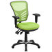 A green and black Flash Furniture office chair.