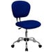 A blue Flash Furniture office chair with chrome base and wheels.