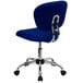 A Flash Furniture blue mesh office chair with chrome legs and wheels.