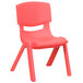 A Flash Furniture red plastic school chair with legs.