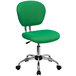 A Flash Furniture bright green office chair with chrome legs and wheels.