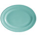 A blue oval Tuxton china platter with a turquoise rim.