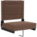 A brown Flash Furniture Grandstand bleacher seat with a black frame.