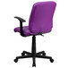 A purple Flash Furniture office chair with black wheels and arms.
