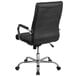 A black Flash Furniture office chair with chrome legs and wheels.