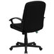A Flash Furniture black fabric office chair with black arms and wheels.