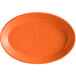 An orange oval China platter with a thin rim.