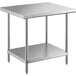 A Regency stainless steel work table with an undershelf.