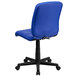 A Flash Furniture blue quilted vinyl office chair with black wheels.