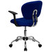 A Flash Furniture blue office chair with chrome base and arms.