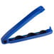 A blue plastic pastry bag clip with black handles.