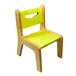 A Whitney Brothers wooden children's chair with an electric lime seat and back.