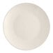 An Acopa ivory stoneware plate with a circular edge on a white background.