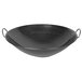 A black Thunder Group steel Cantonese wok with handles.
