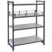 A grey metal Cambro Camshelving® Elements full shelf rail kit installed on a shelving unit.