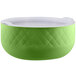 A lime green Bon Chef serving bowl with a white lid.
