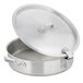 A Bon Chef stainless steel brazier pan with a hinged lid.