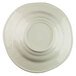 A white melamine bowl with a round beach design in the center on a white plate.