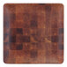 A square wooden Elite Global Solutions melamine plate with a checkered pattern.