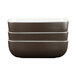A stack of three rectangular chocolate and white speckled melamine bowls.