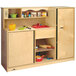 A Whitney Brothers wooden preschool play kitchen combo with a sink and cabinet.